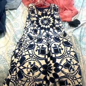 Blue and white floral print dress